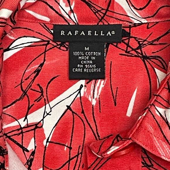 Rafaella Women’s Long Sleeve Cropped Button-Up Jacket, Red Floral, Size M - Picture 4 of 9